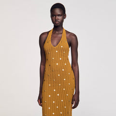 Sandro Women Maxi knit dress with fringes