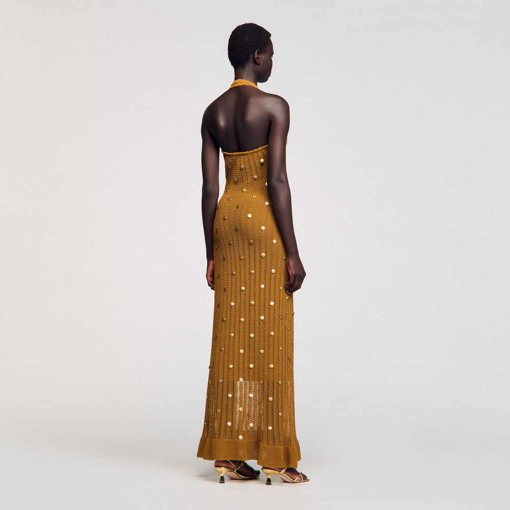 Sandro Women Maxi knit dress with fringes