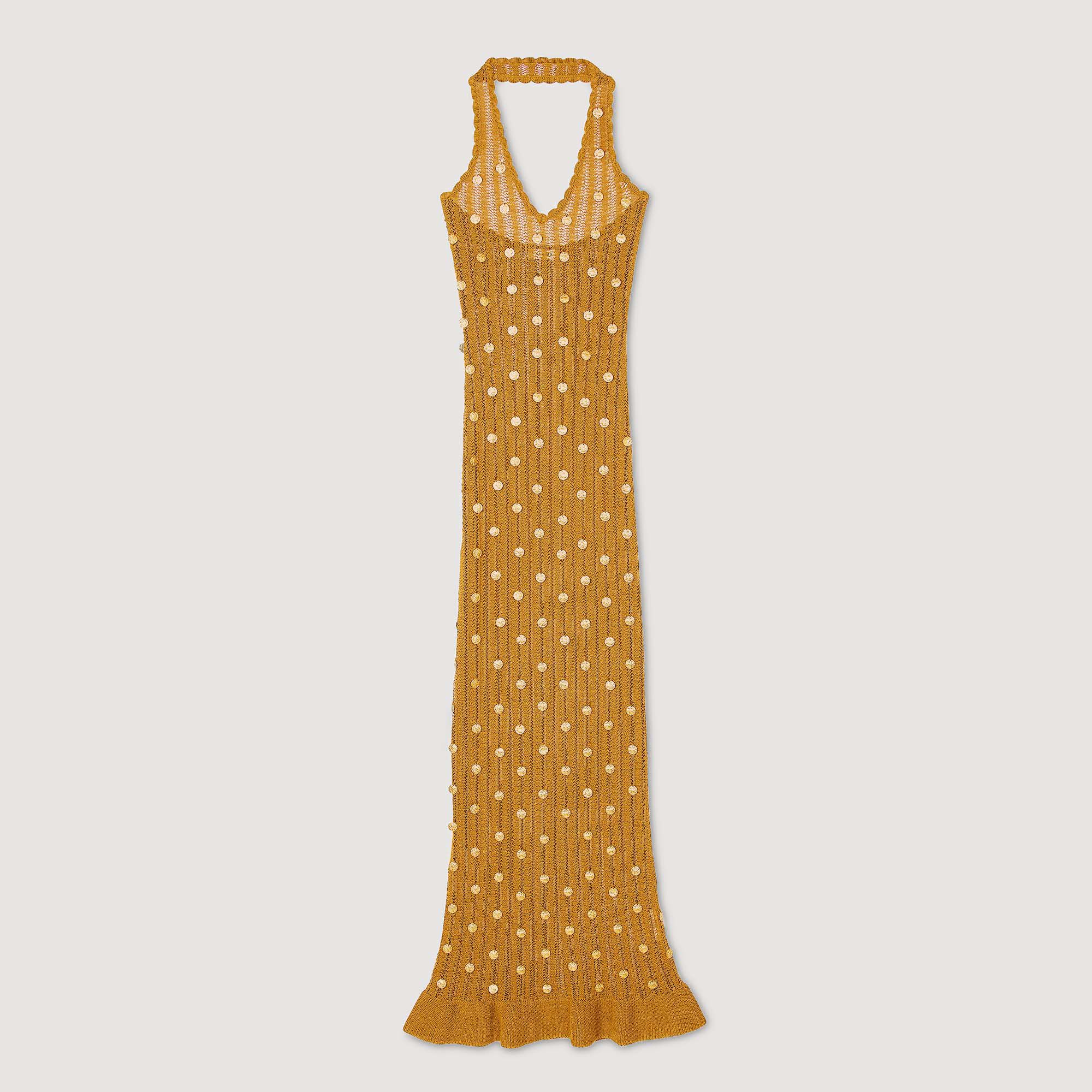 Sandro Women Maxi knit dress with fringes