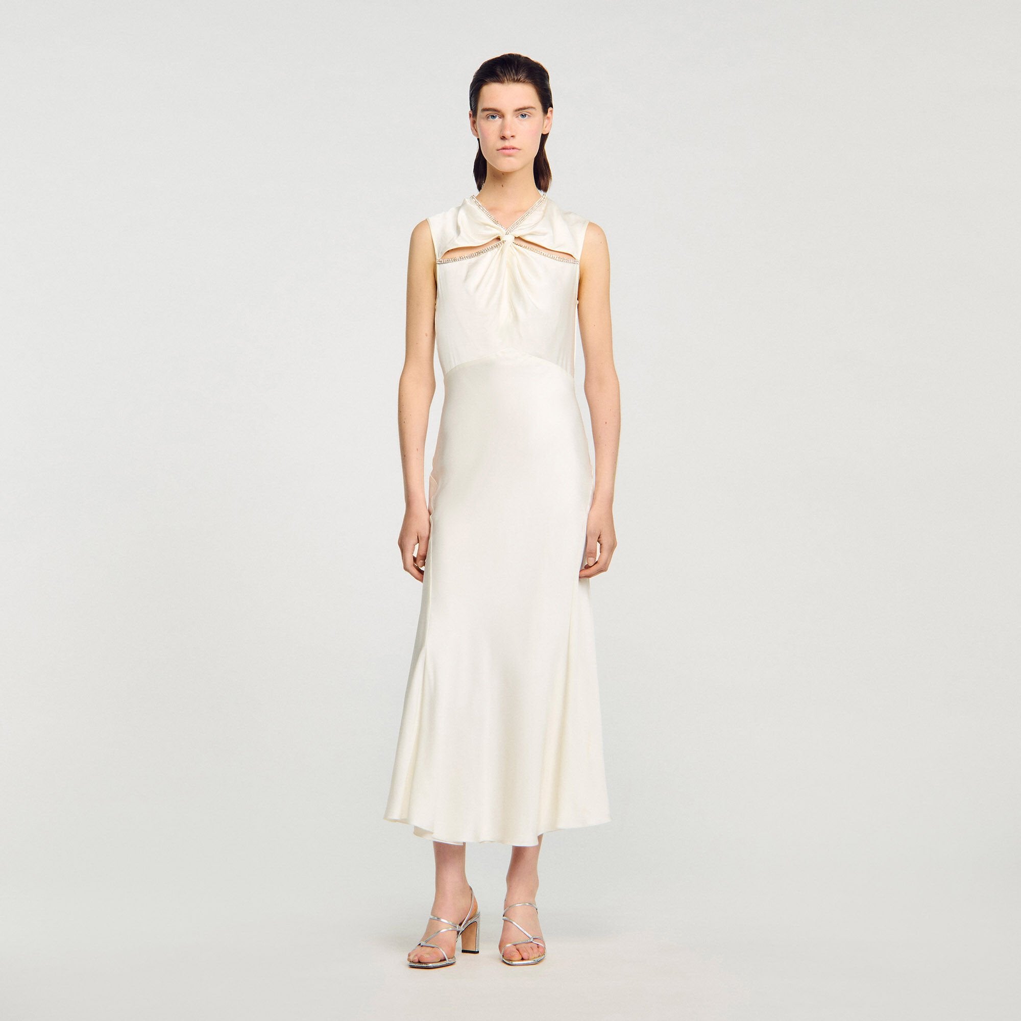 Sandro Women Satin maxi dress with rhinestones