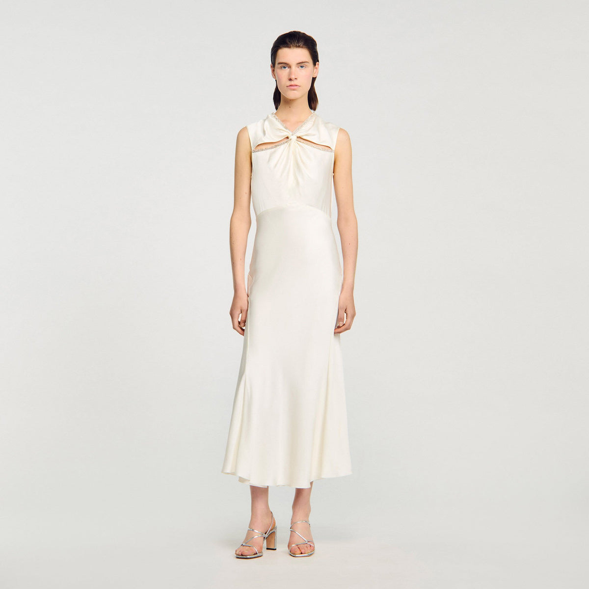 Sandro Women Satin maxi dress with rhinestones