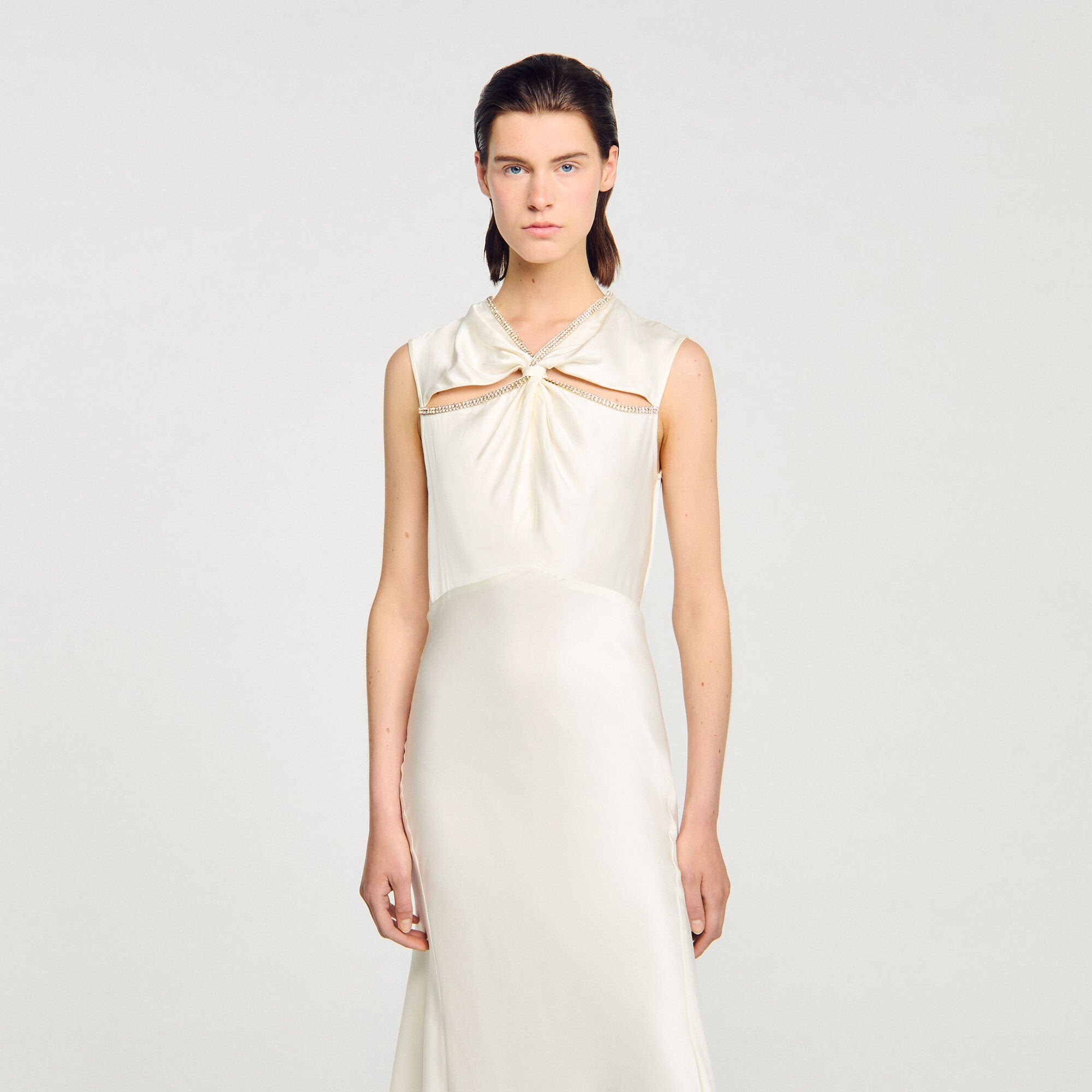 Sandro Women Satin maxi dress with rhinestones