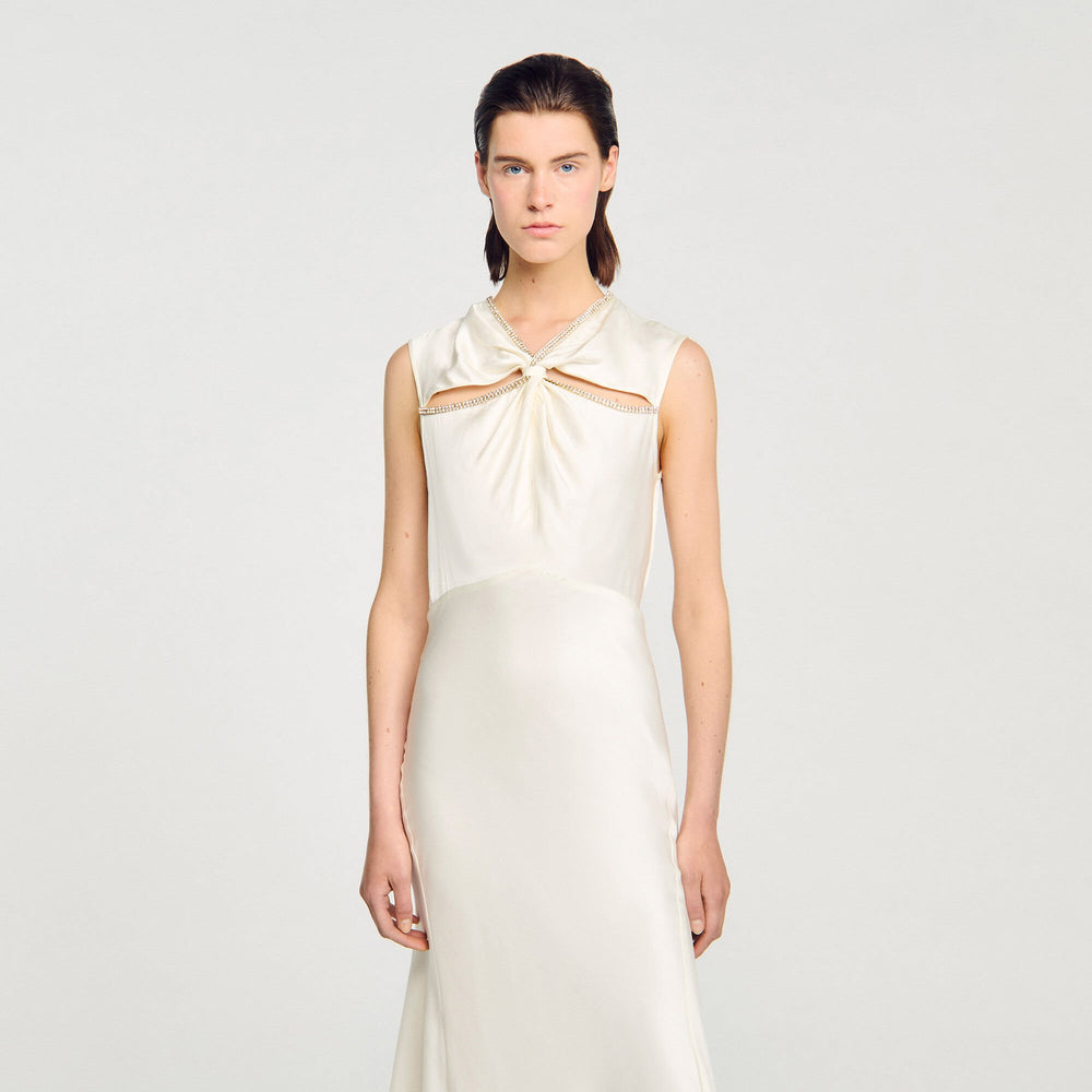 Sandro Women Satin maxi dress with rhinestones