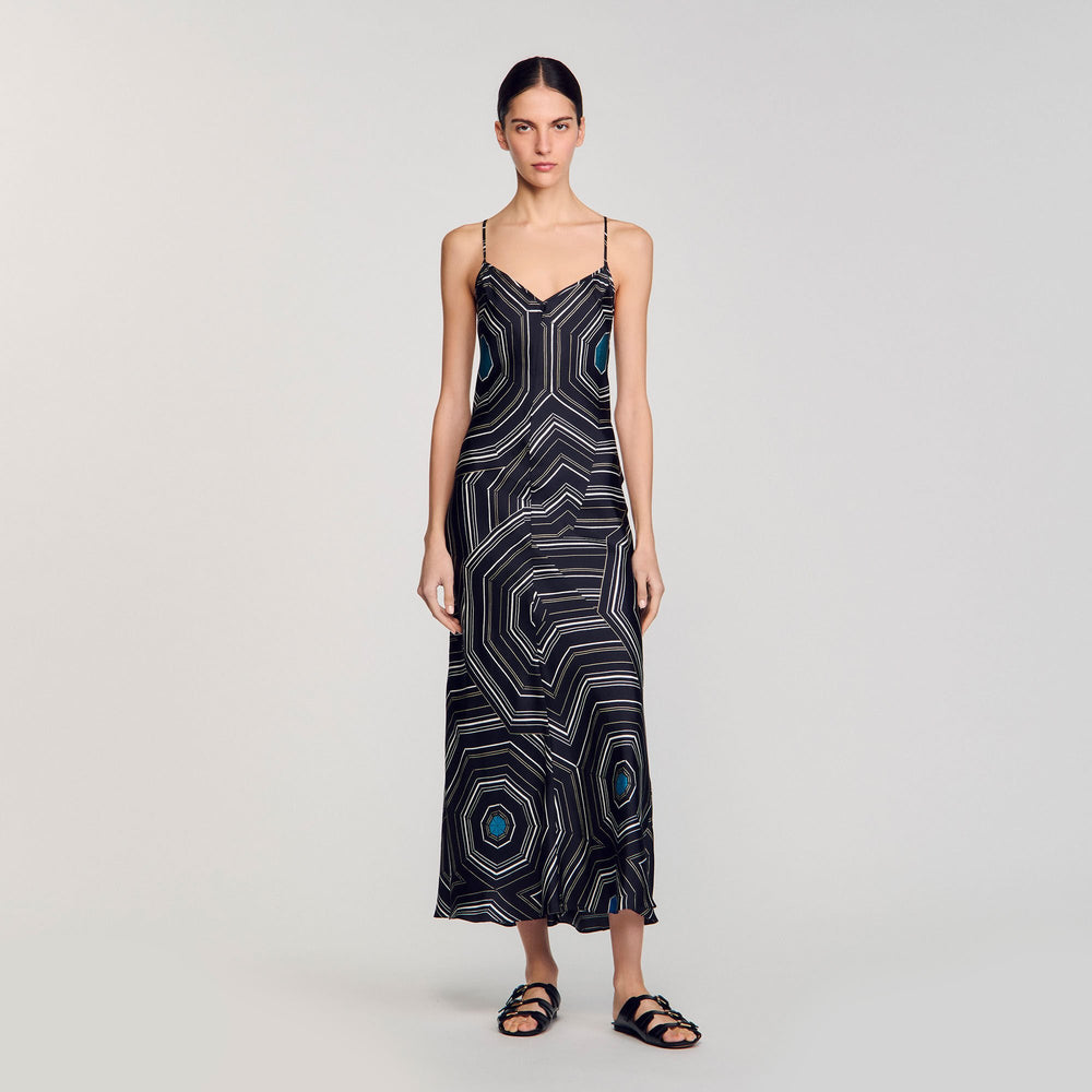 Sandro Women Patterned silk maxi dress