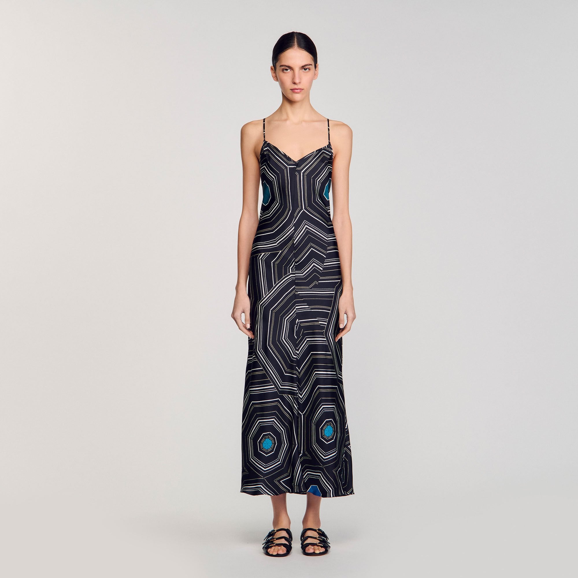 Sandro Women Patterned silk maxi dress