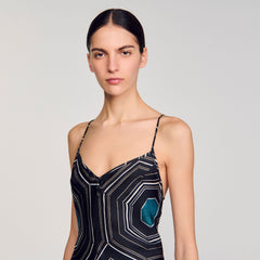 Sandro Women Patterned silk maxi dress