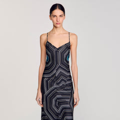 Sandro Women Patterned silk maxi dress