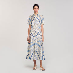 Sandro Women Spiral-motif silk midi dress