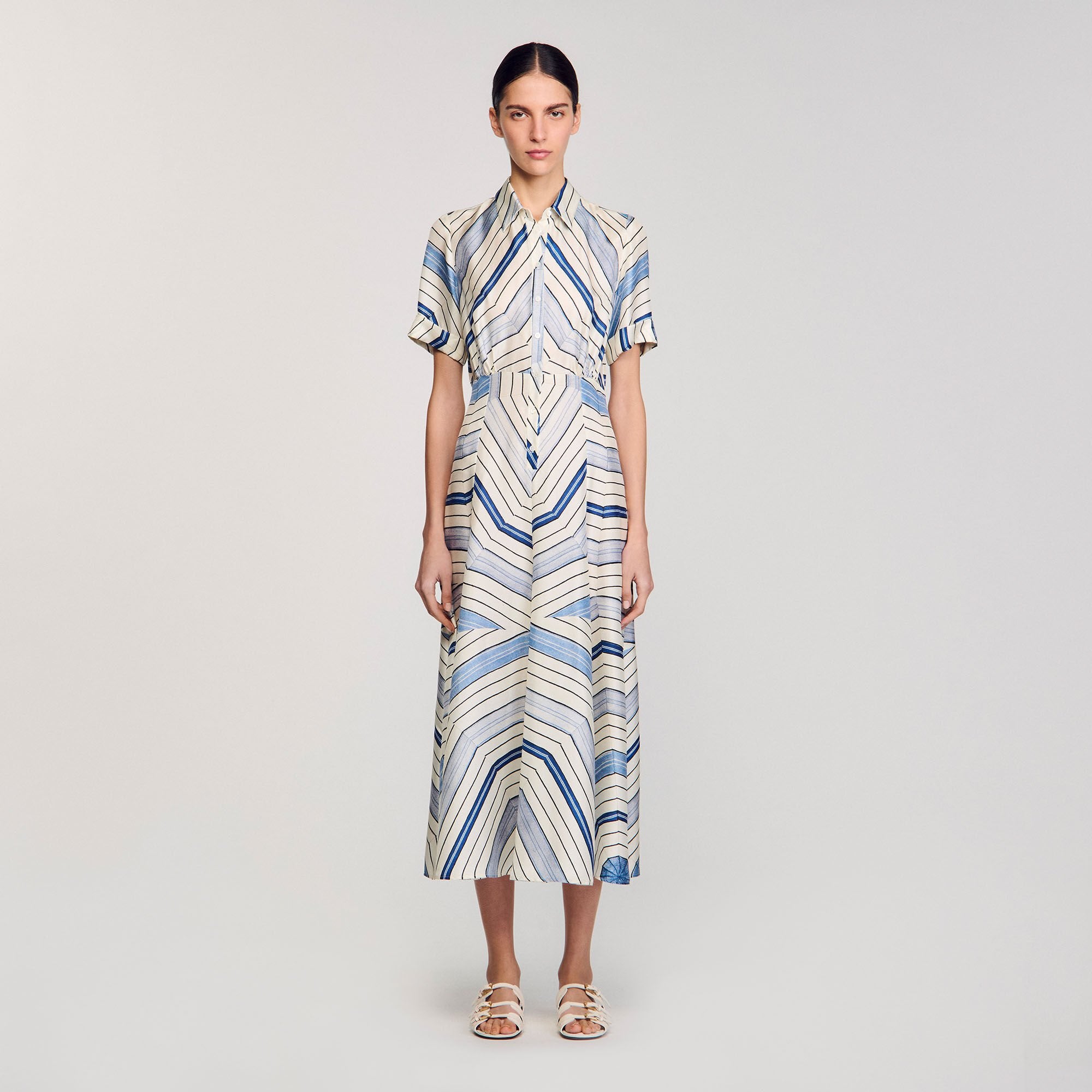 Sandro Women Spiral-motif silk midi dress