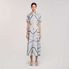 Sandro Women Spiral-motif silk midi dress