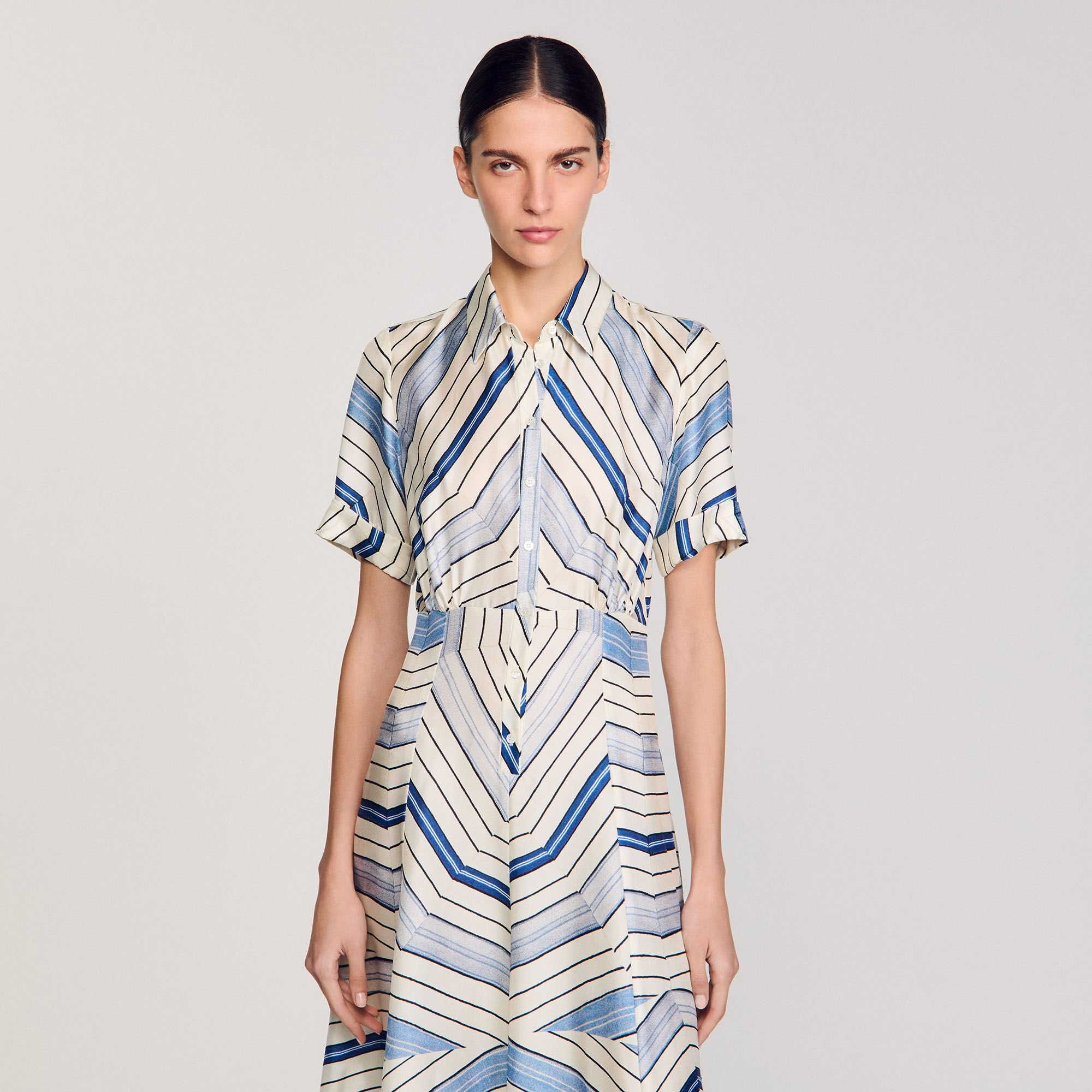 Sandro Women Spiral-motif silk midi dress