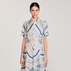 Sandro Women Spiral-motif silk midi dress