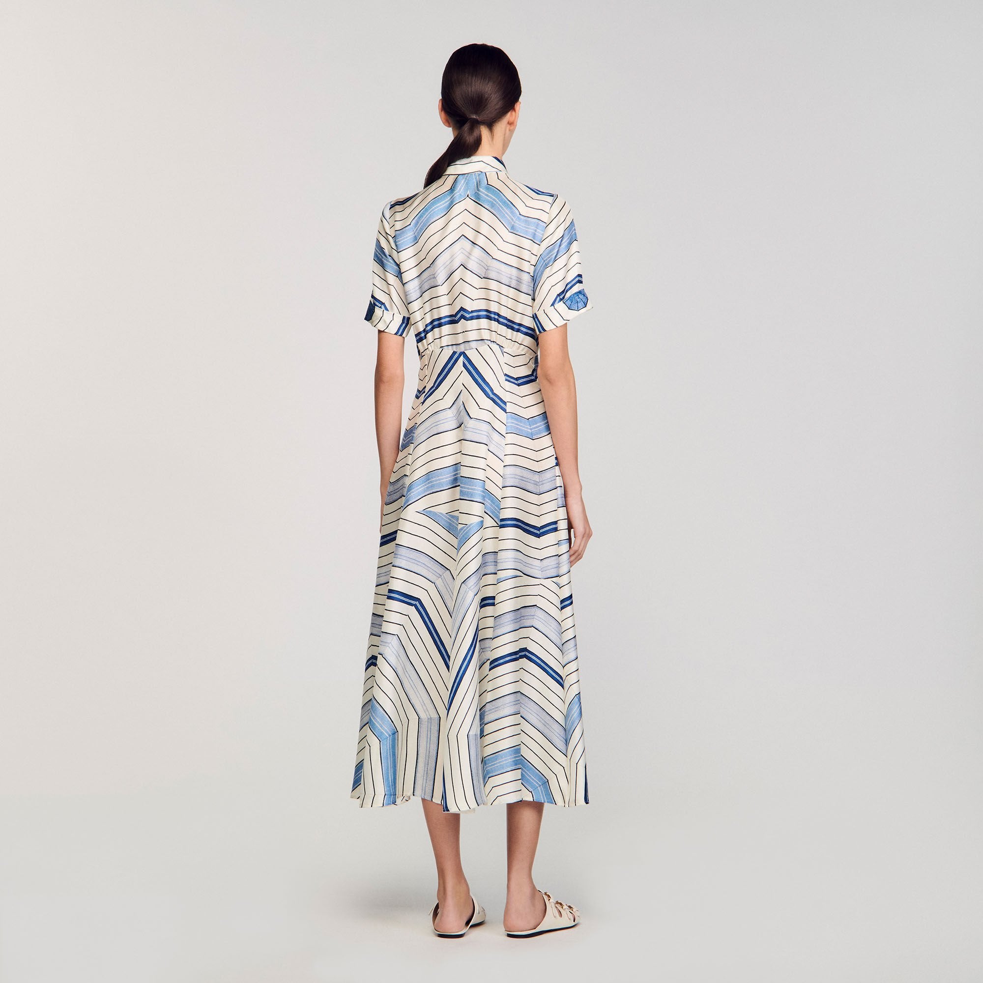 Sandro Women Spiral-motif silk midi dress