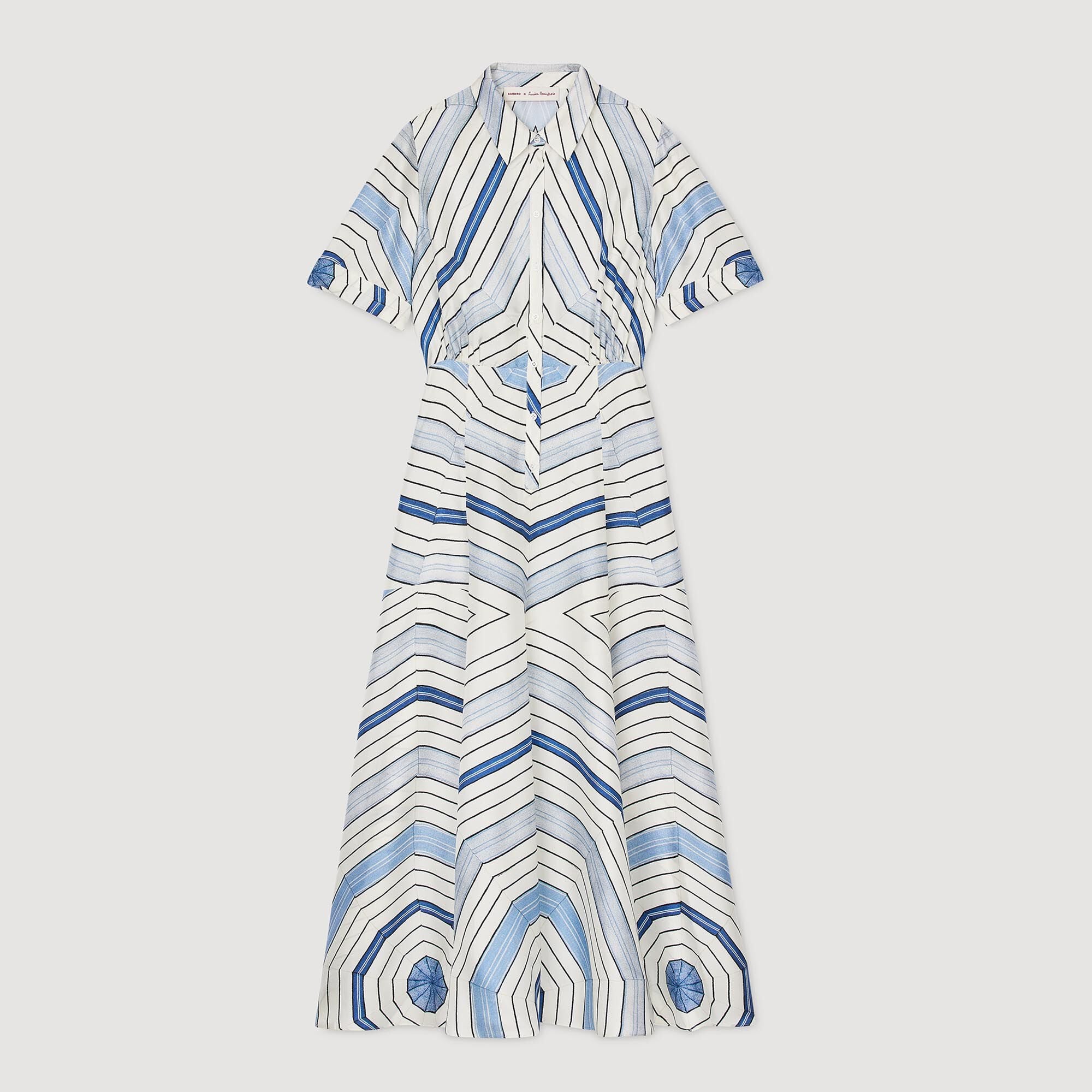 Sandro Women Spiral-motif silk midi dress