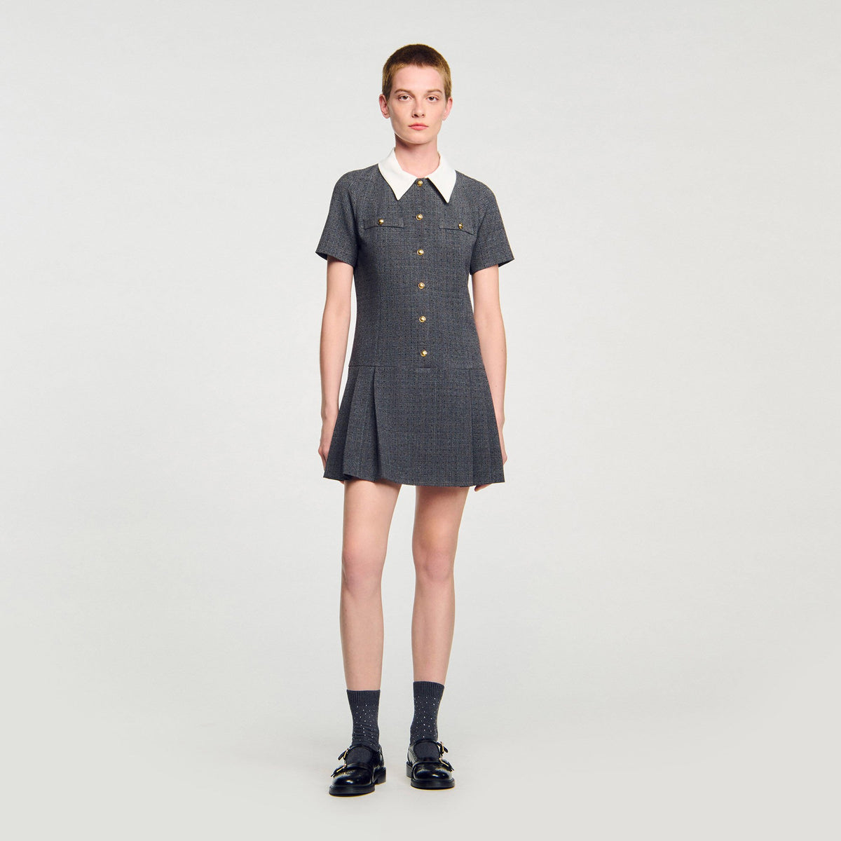 Sandro Women Mini pleated dress with rhinestones