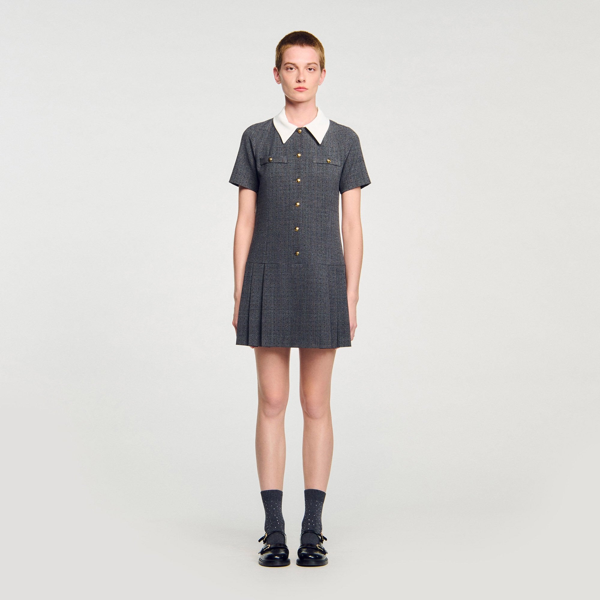 Sandro Women Mini pleated dress with rhinestones