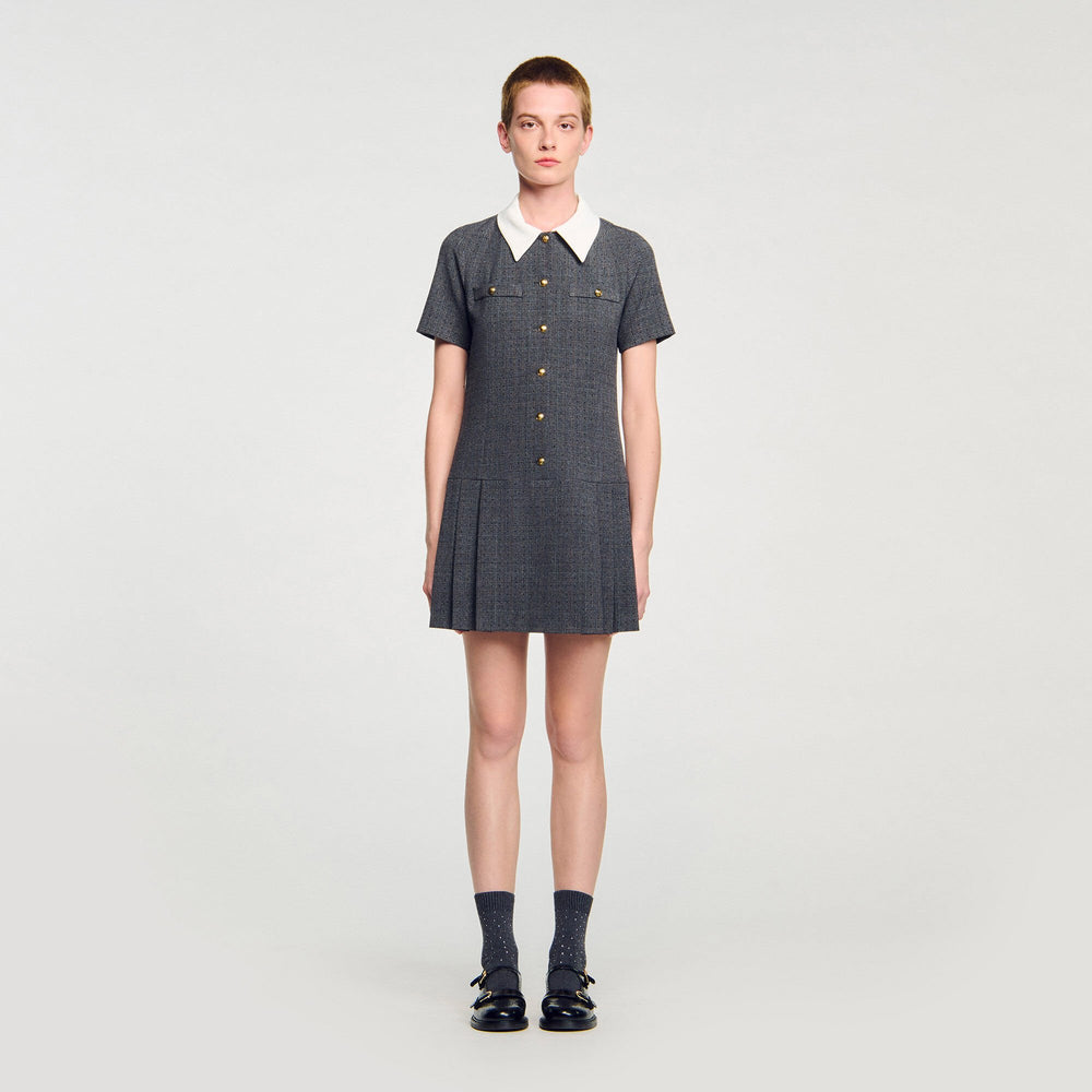 Sandro Women Mini pleated dress with rhinestones