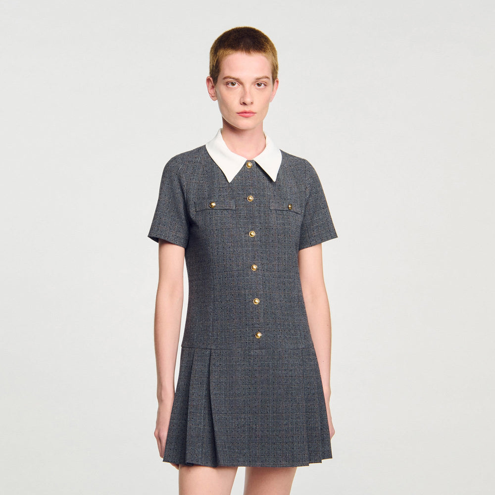 Sandro Women Mini pleated dress with rhinestones