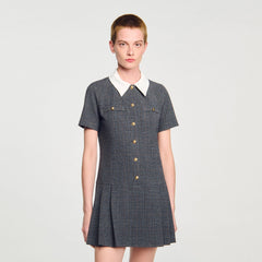 Sandro Women Mini pleated dress with rhinestones