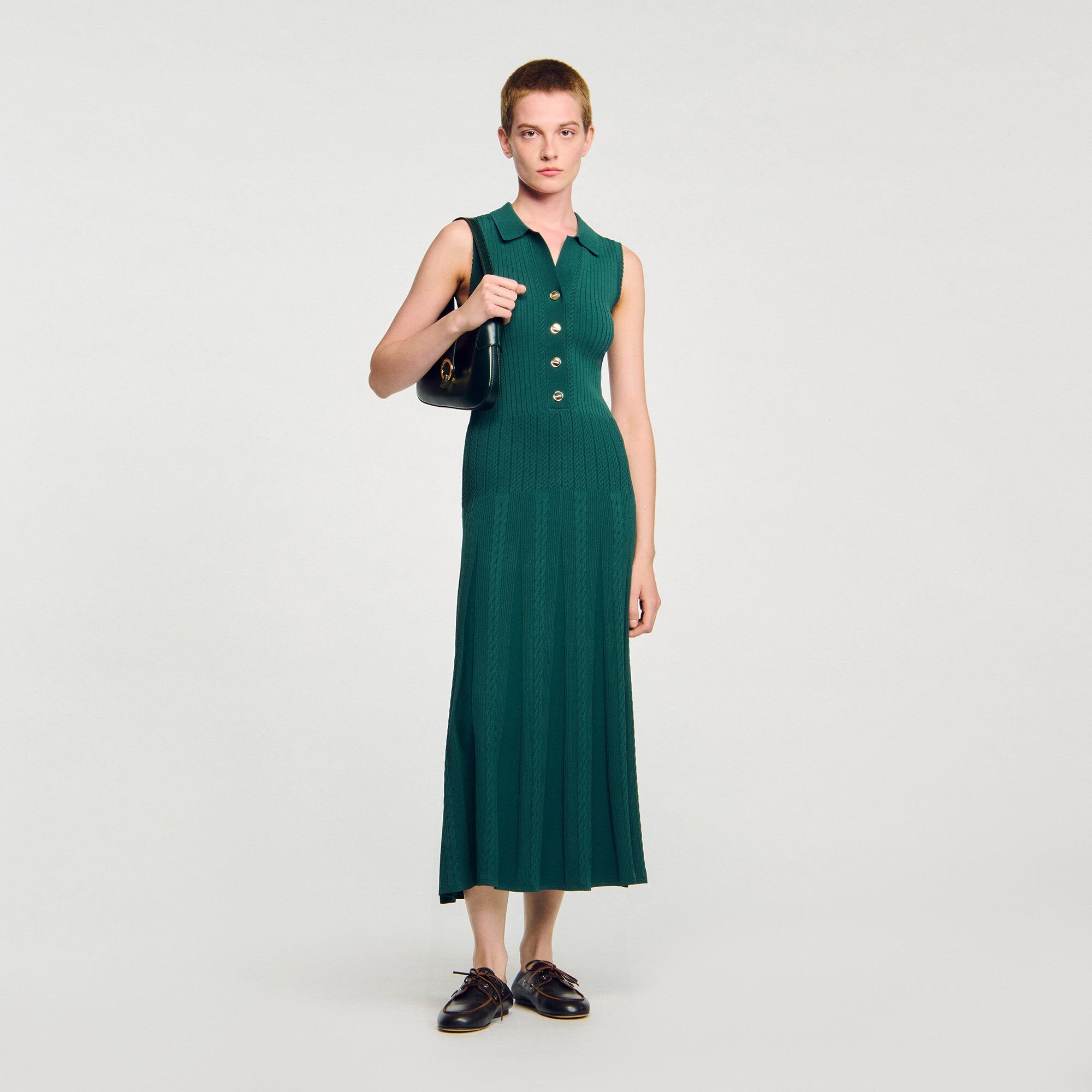 Sandro Women Knit dress with polo neck