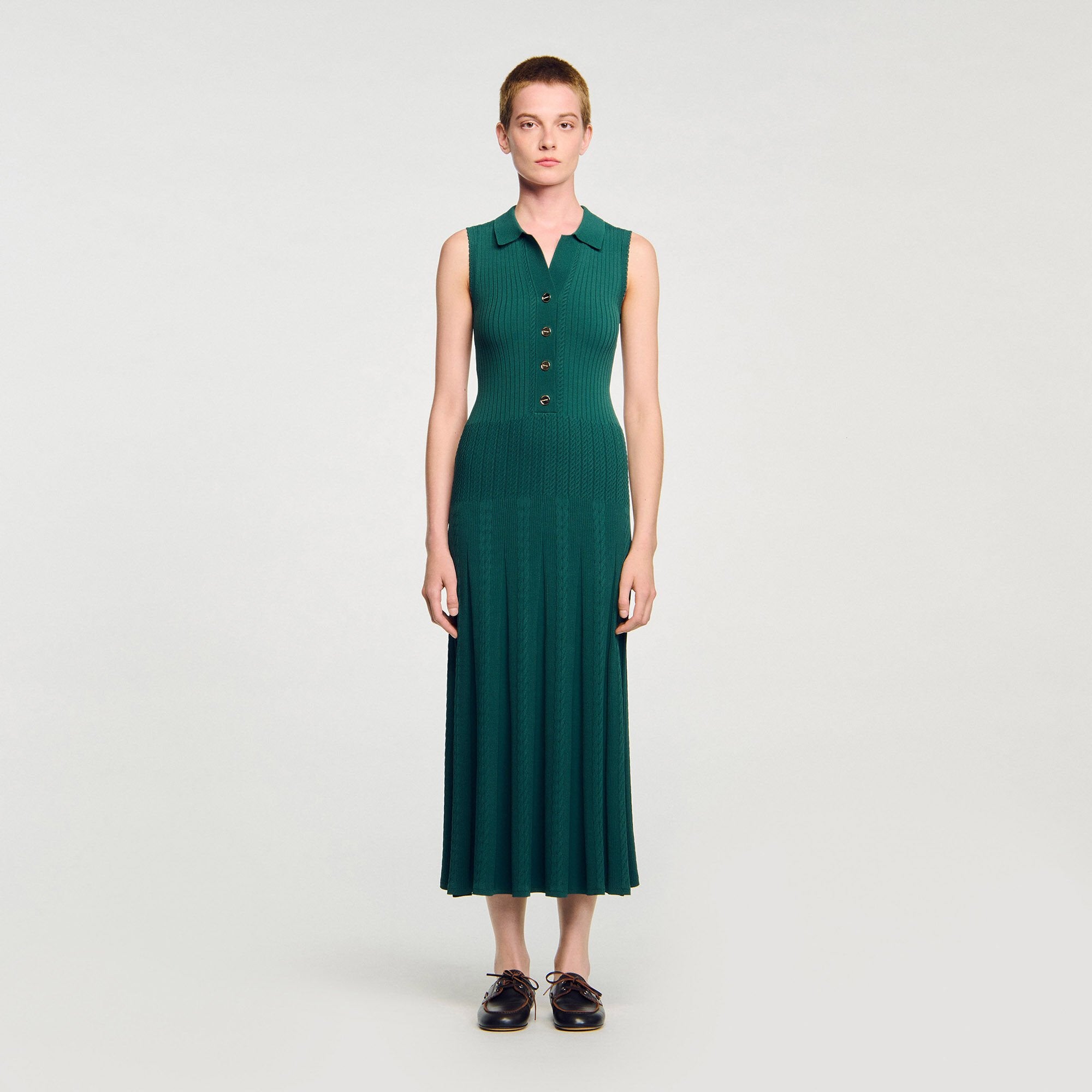 Sandro Women Knit dress with polo neck