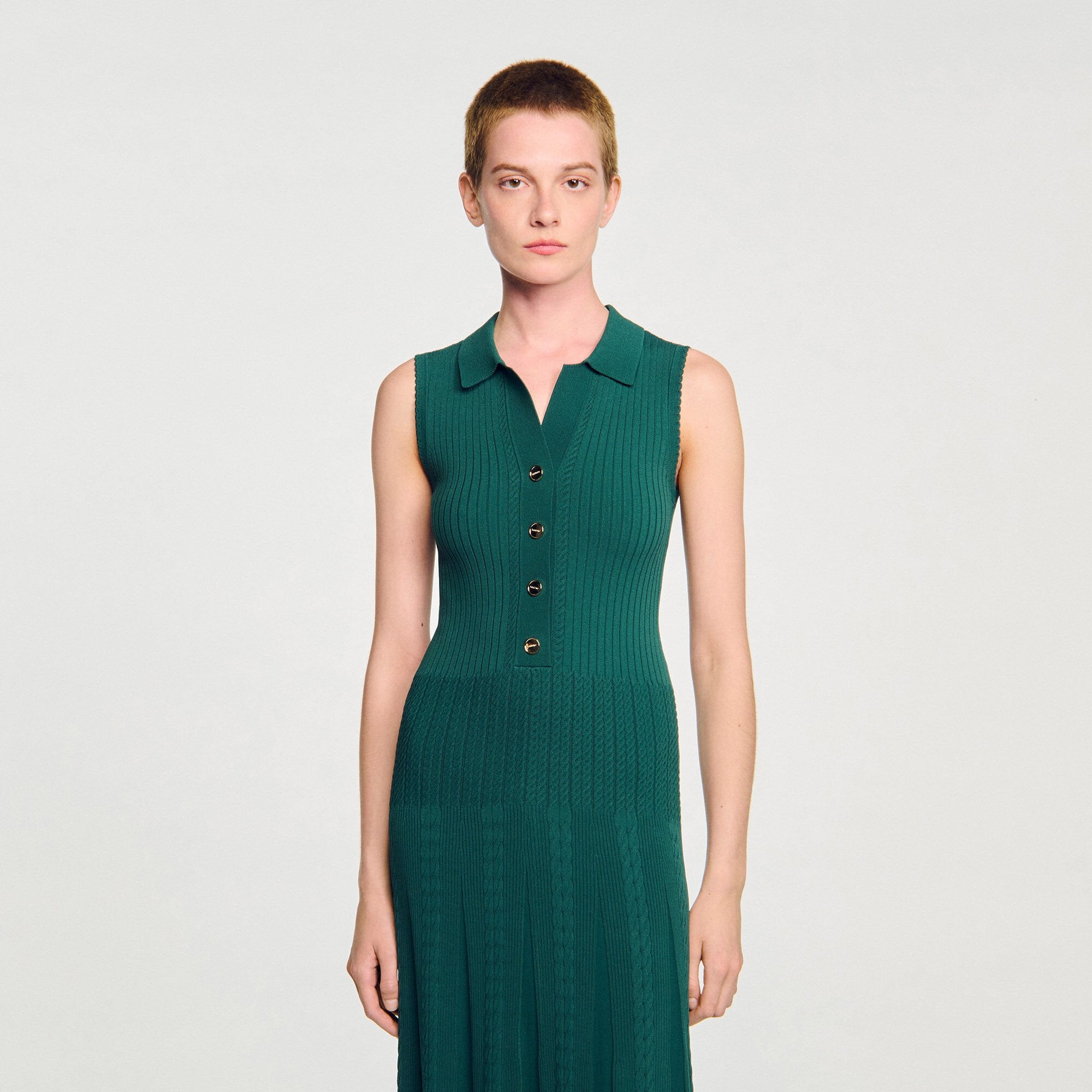 Sandro Women Knit dress with polo neck