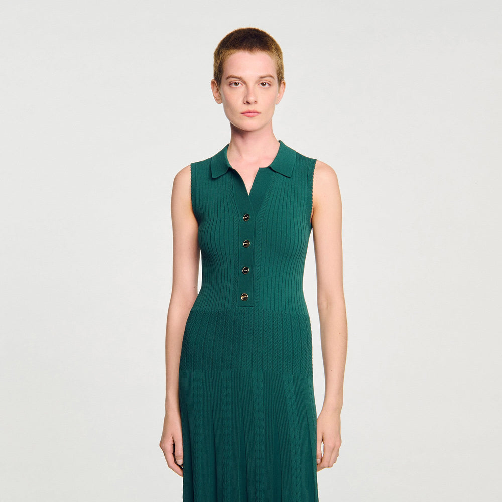 Sandro Women Knit dress with polo neck