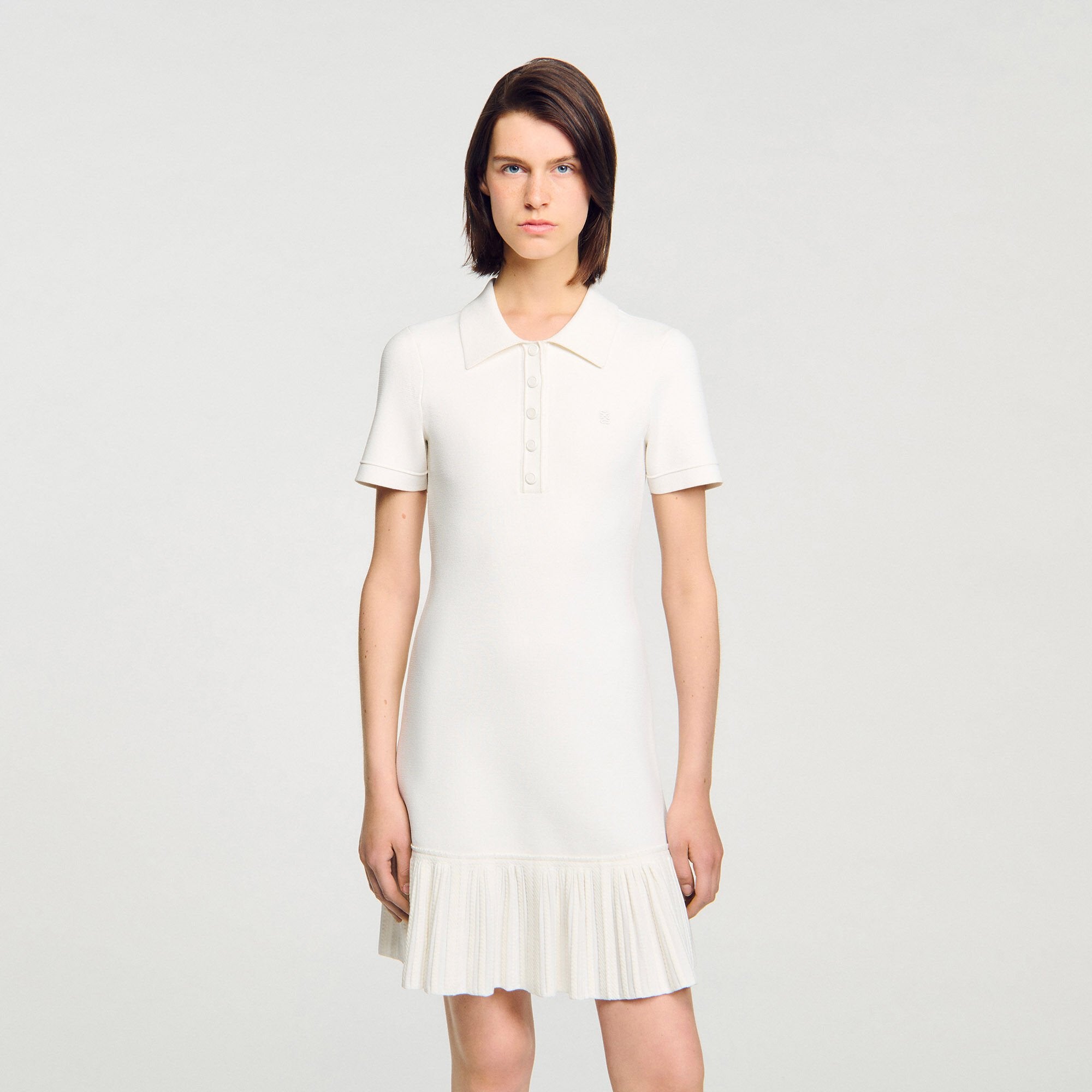 Sandro Women Mini knit dress with polo neck