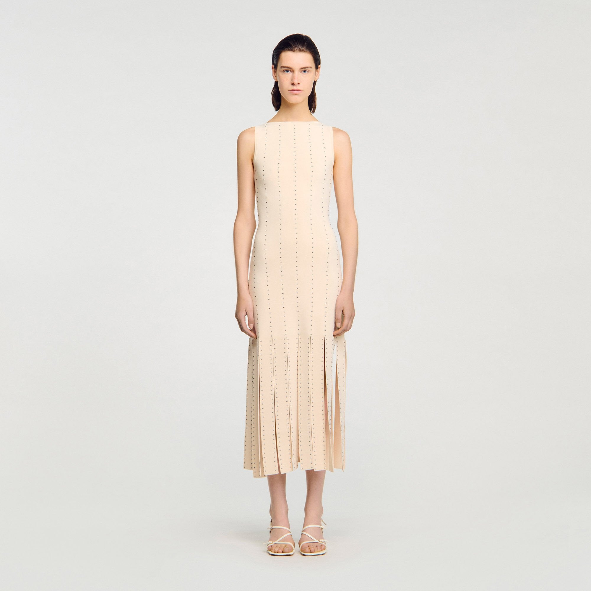 Sandro Women Fringed knit maxi dress