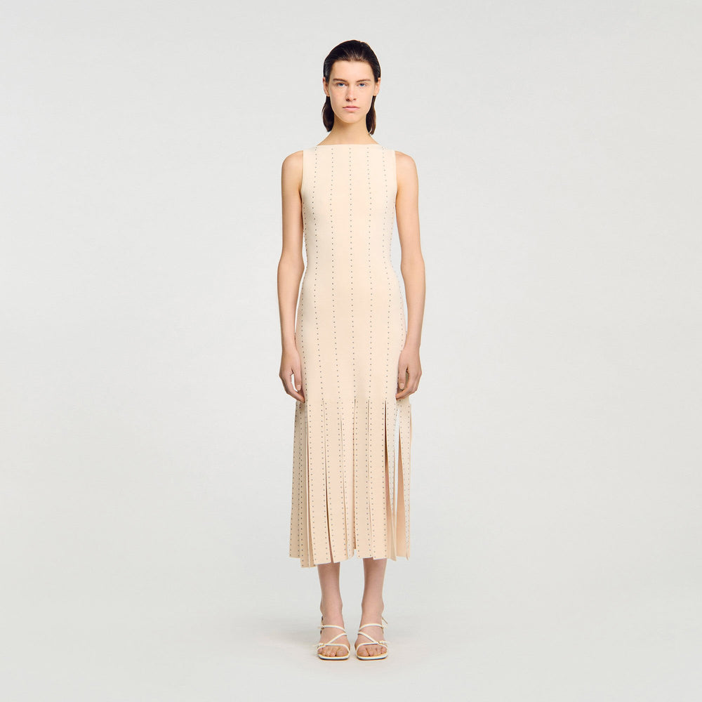 Sandro Women Fringed knit maxi dress