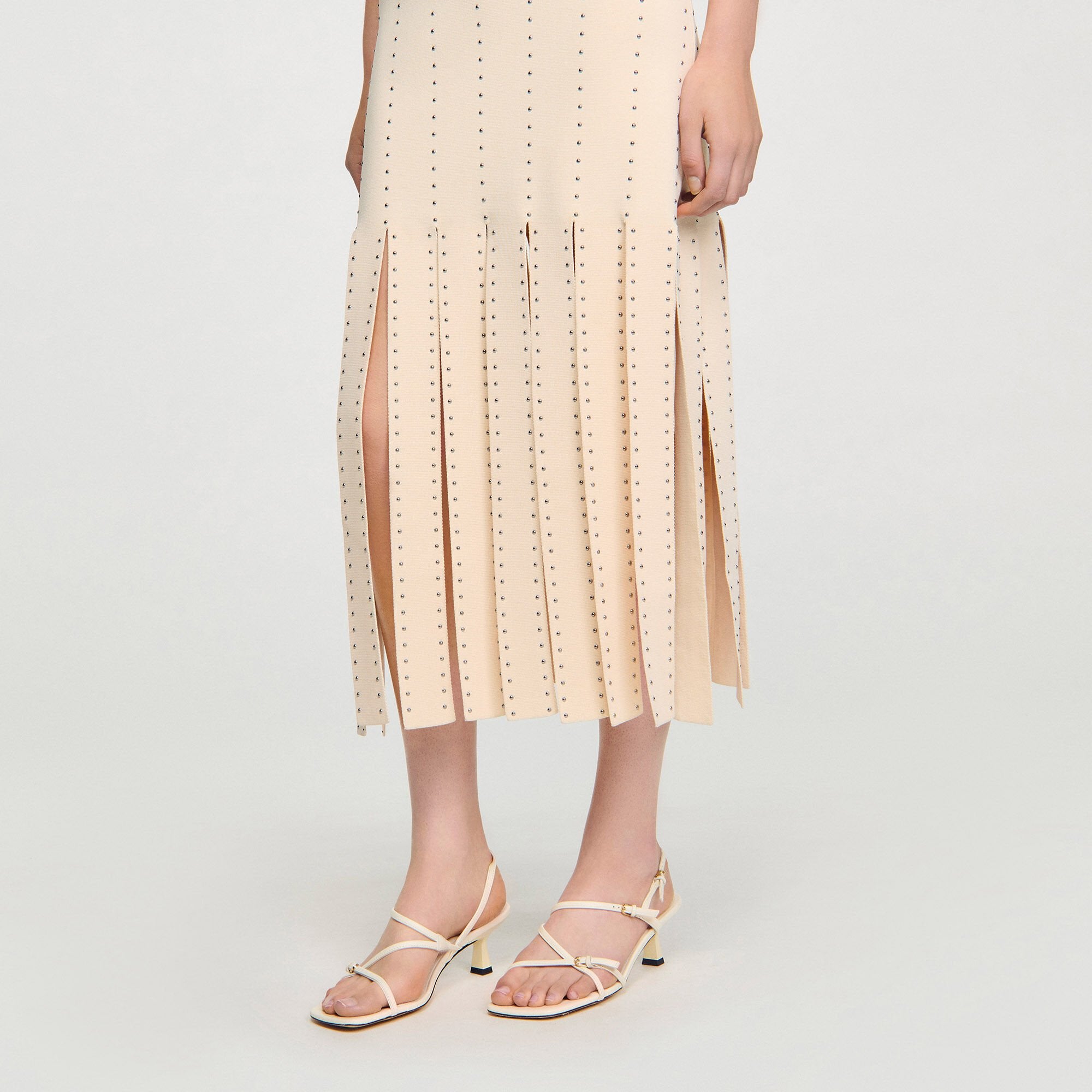 Sandro Women Fringed knit maxi dress
