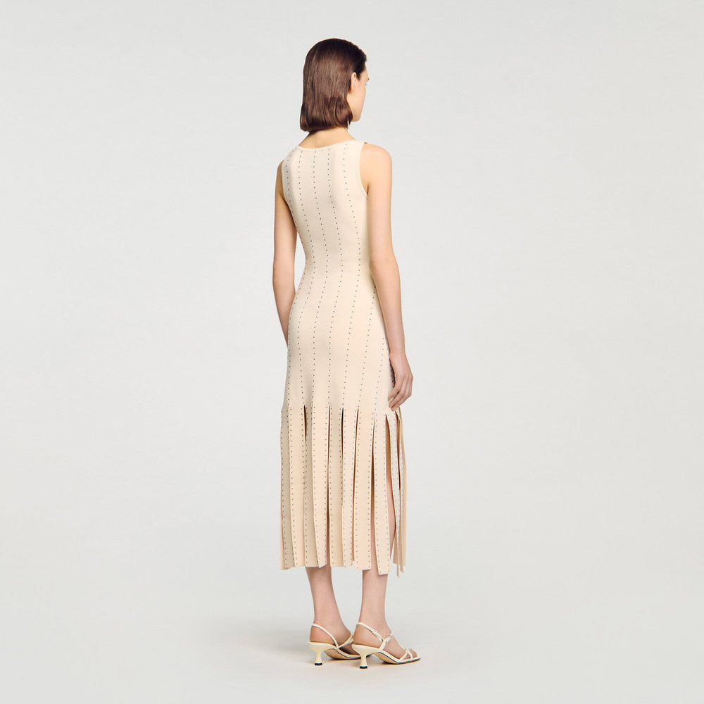 Sandro Women Fringed knit maxi dress