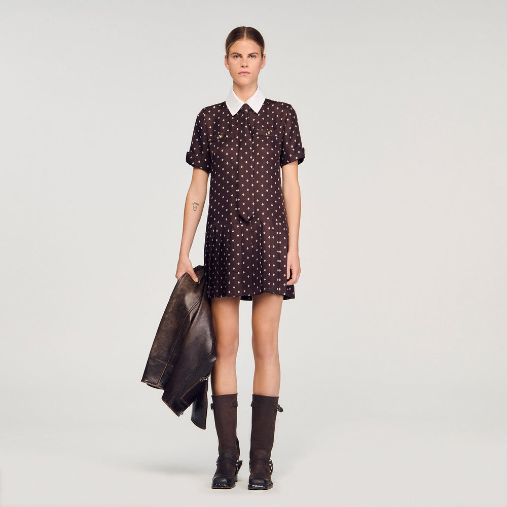 Sandro Women Printed satin-effect mini dress