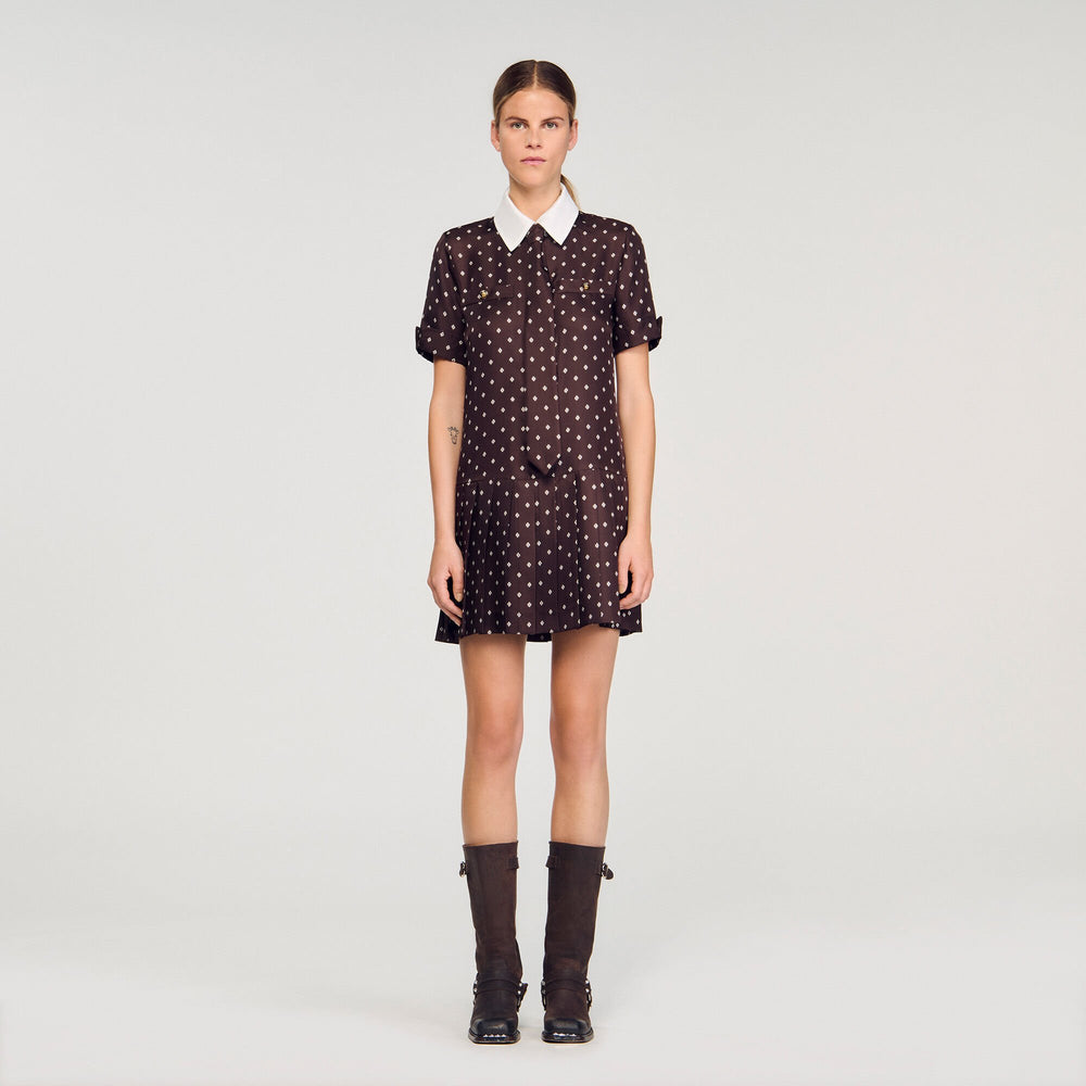 Sandro Women Printed satin-effect mini dress