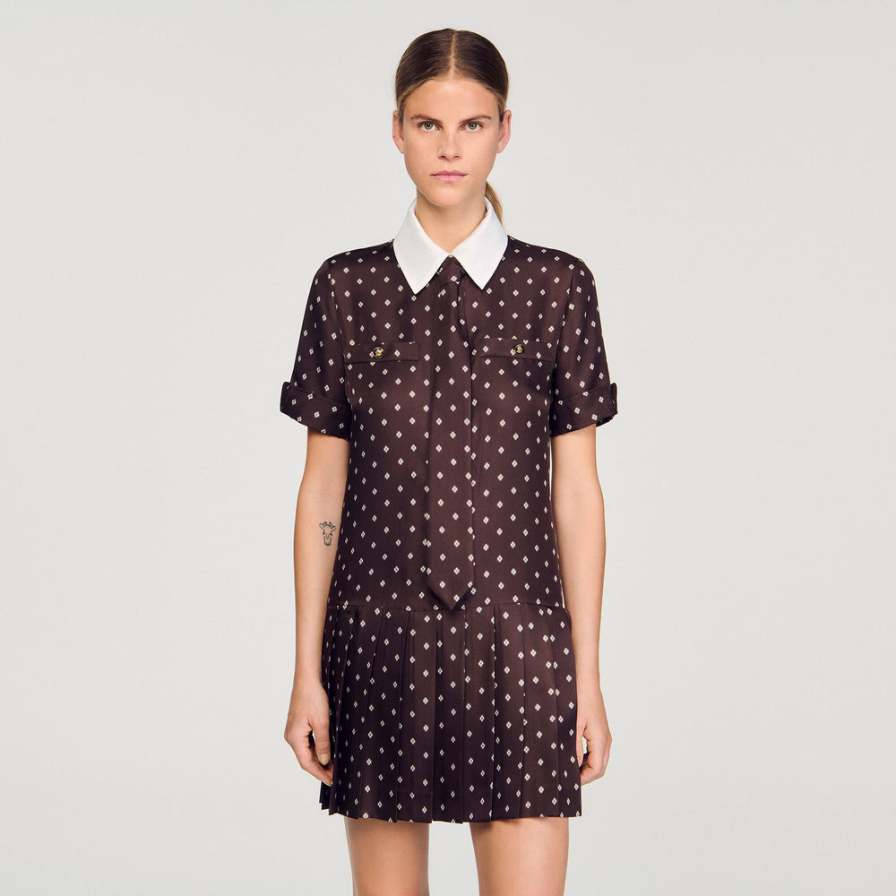 Sandro Women Printed satin-effect mini dress