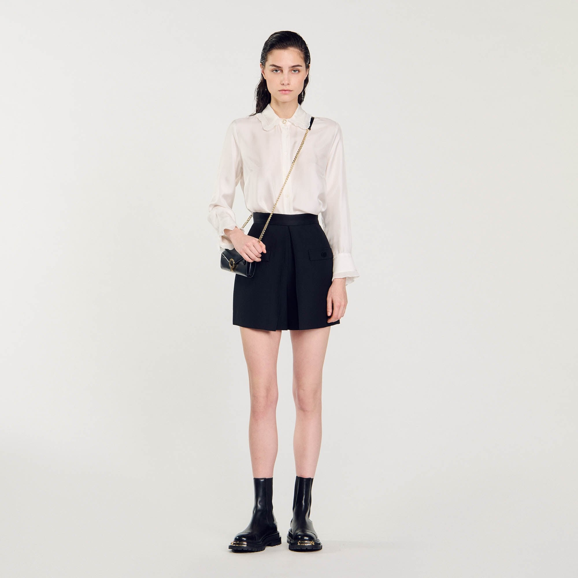 Sandro Women High-waisted shorts with buttons