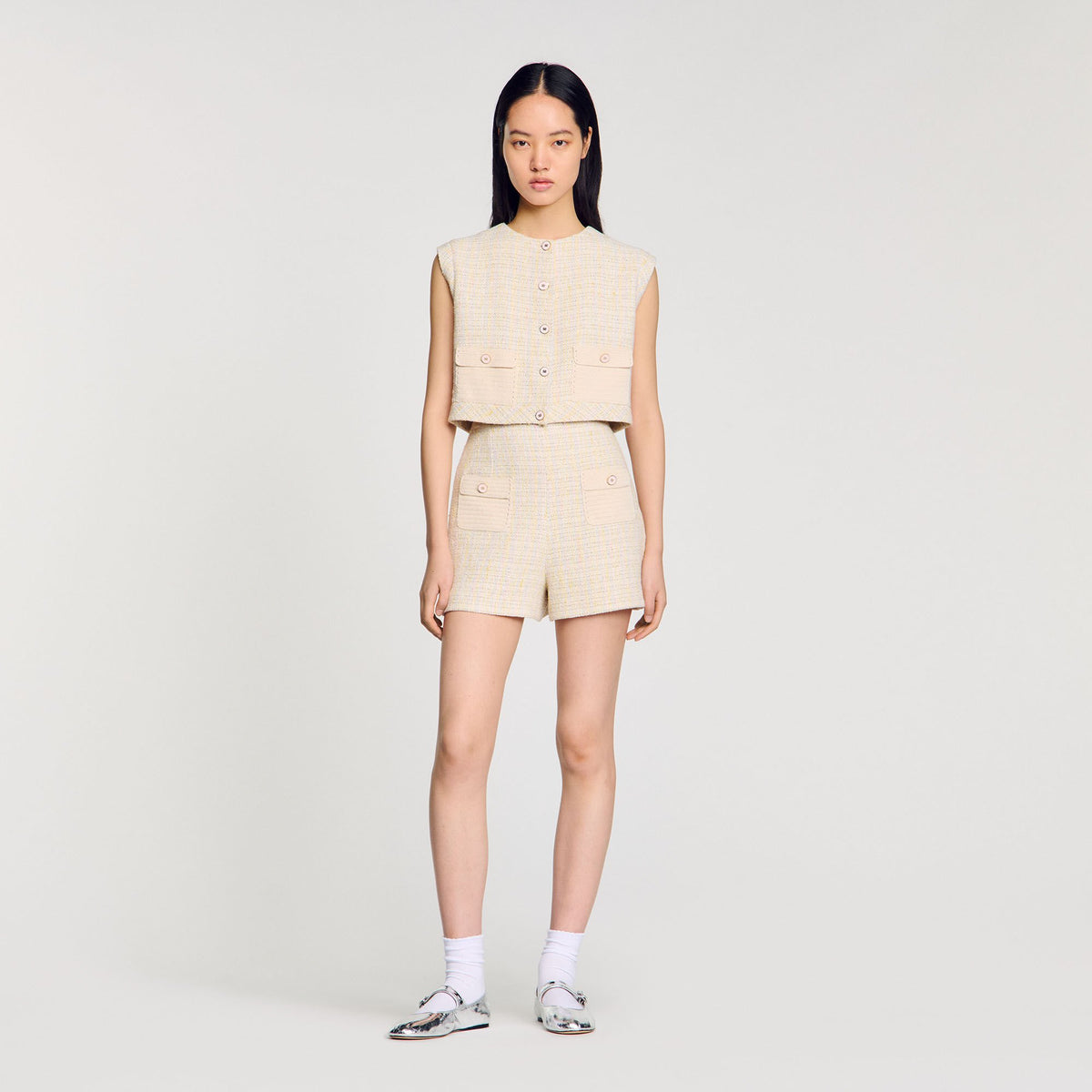 Sandro Women Decorative tweed shorts