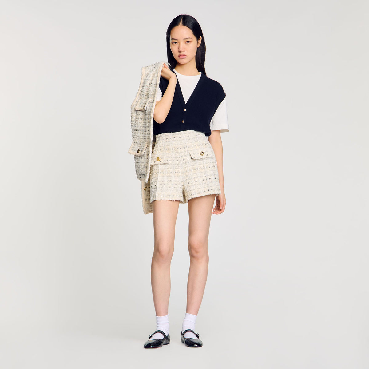 Sandro Women Decorative tweed shorts