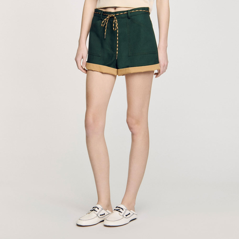 Sandro Women Two-tone drawstring waist shorts