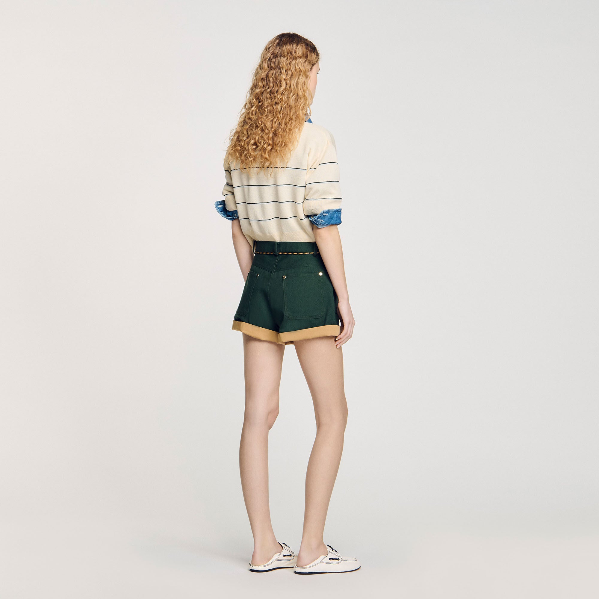 Sandro Women Two-tone drawstring waist shorts
