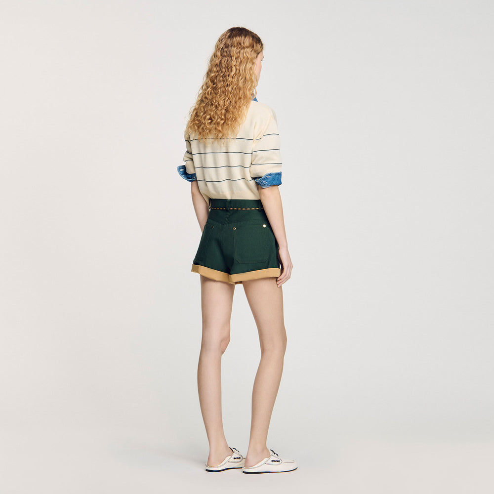 Sandro Women Two-tone drawstring waist shorts