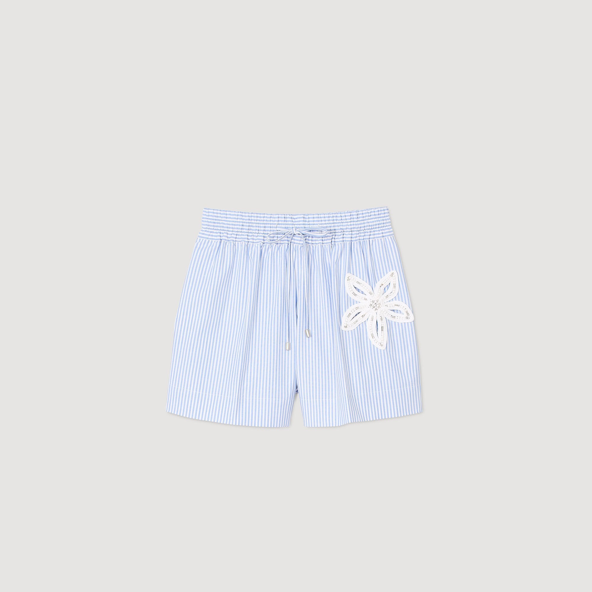Sandro Women Striped shorts with flower detail