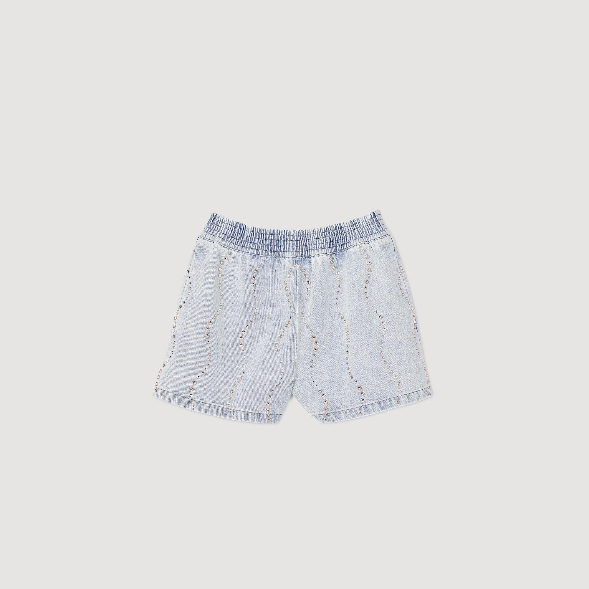 Sandro Women Beaded and rhinestone denim shorts