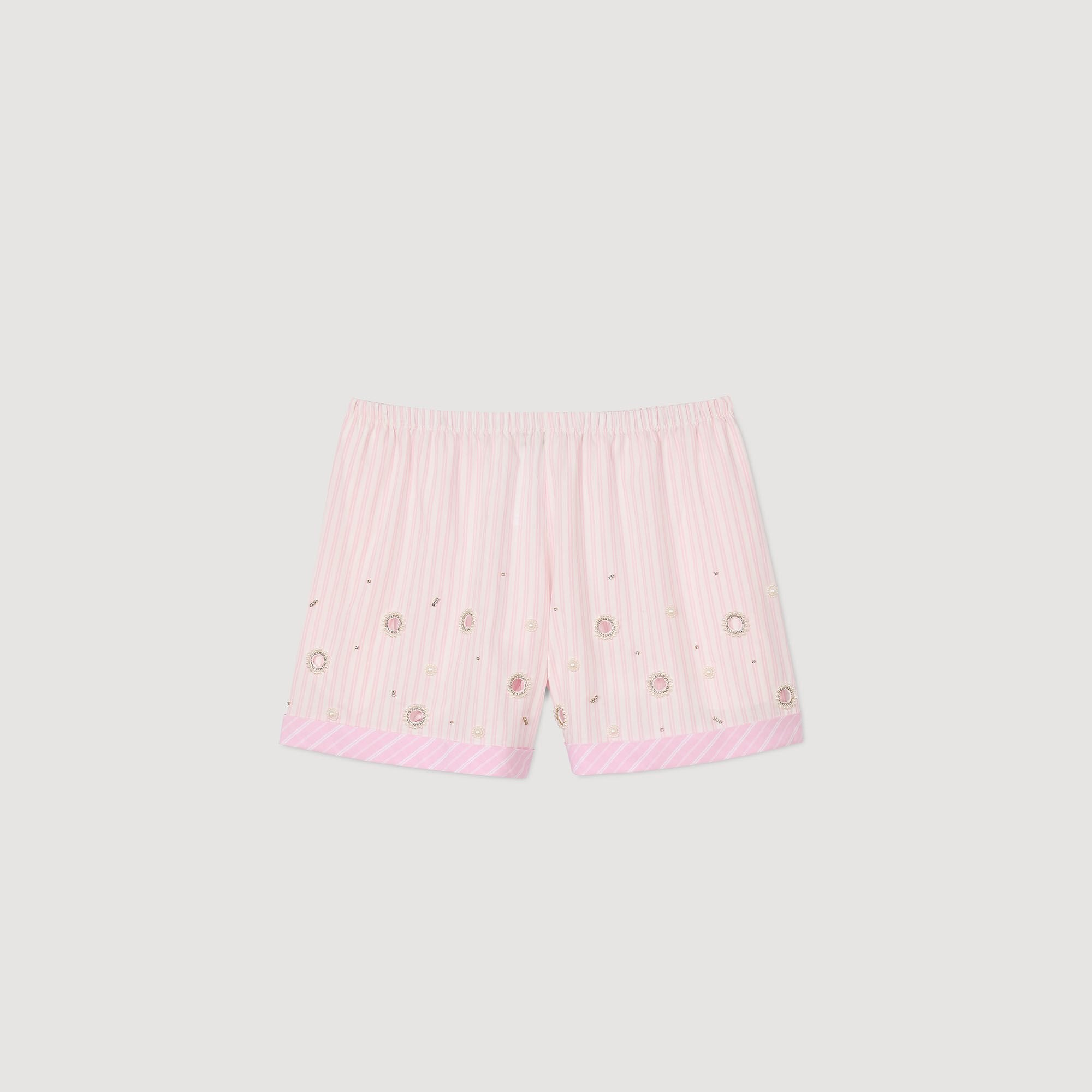 Sandro Women Rhinestone striped shorts