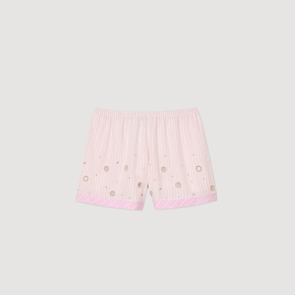 Sandro Women Rhinestone striped shorts