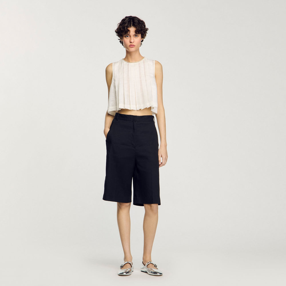 Sandro Women Linen-blend Bermuda shorts