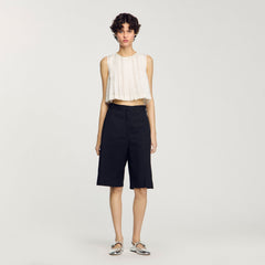 Sandro Women Linen-blend Bermuda shorts