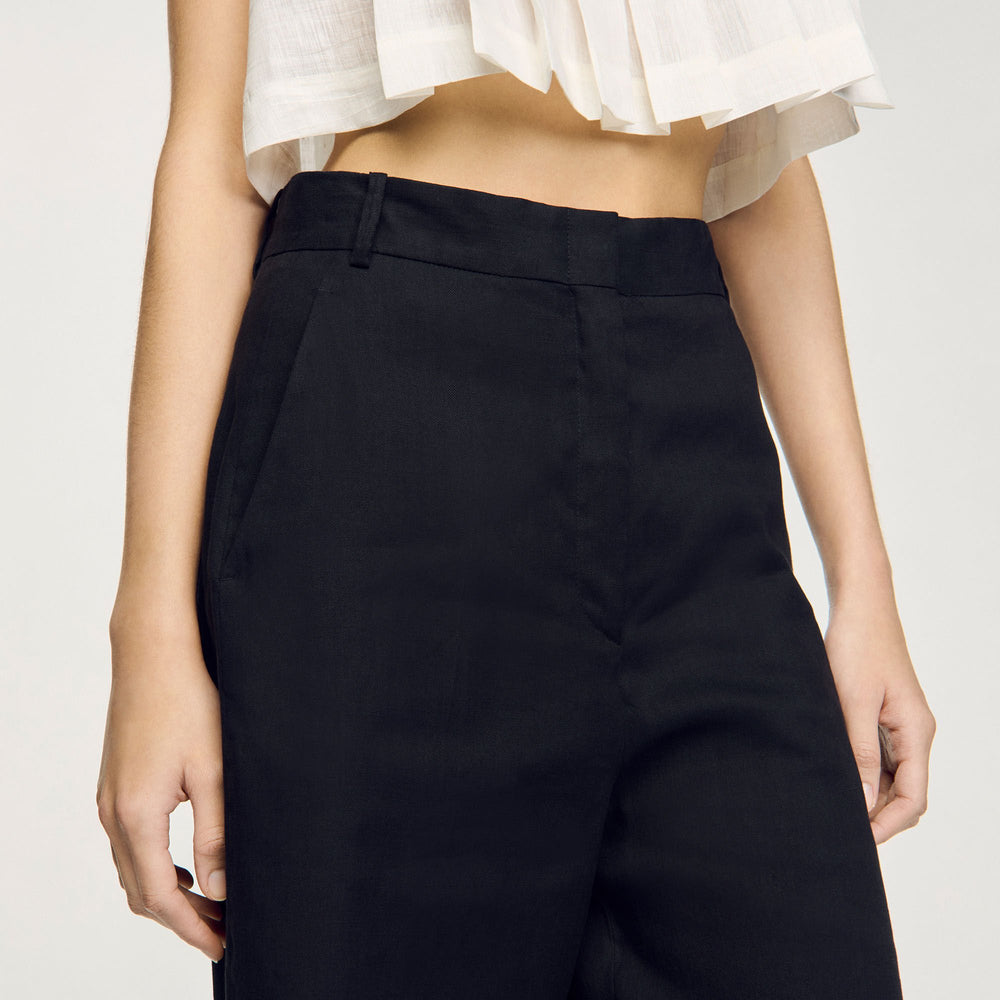 Sandro Women Linen-blend Bermuda shorts