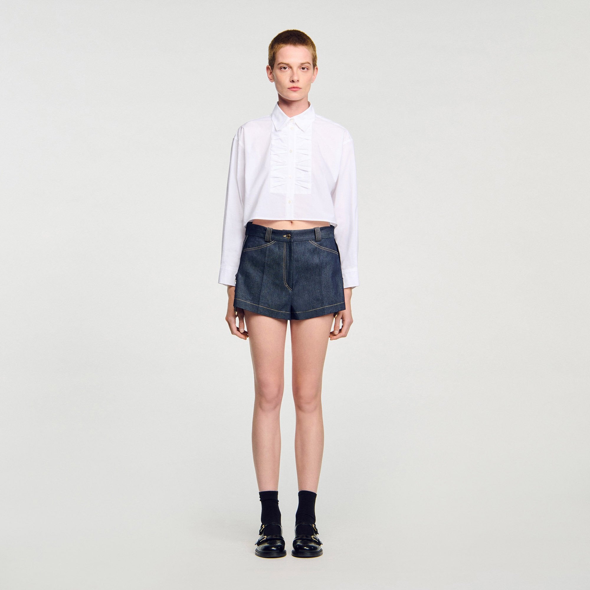 Sandro Women Denim belt loop shorts