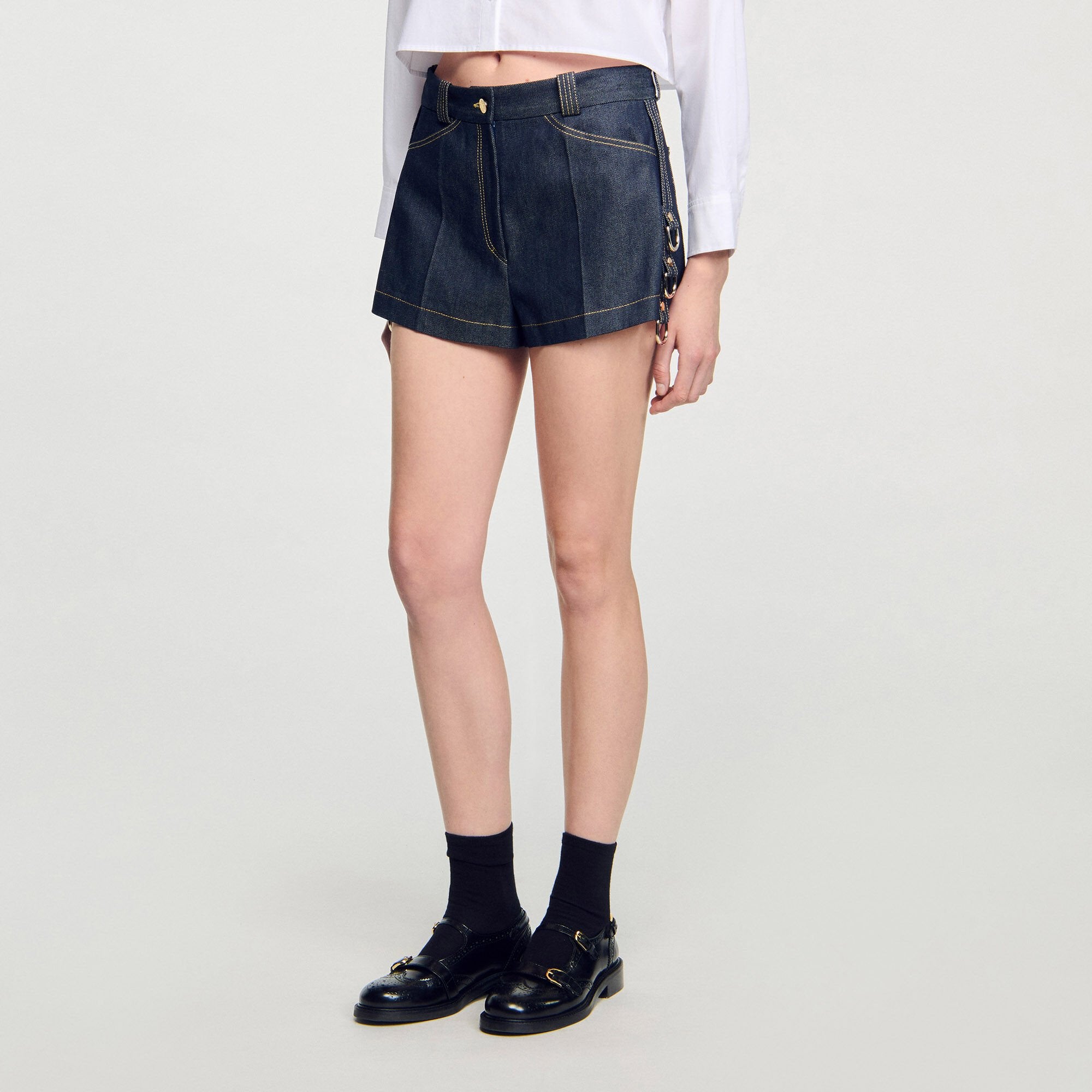 Sandro Women Denim belt loop shorts